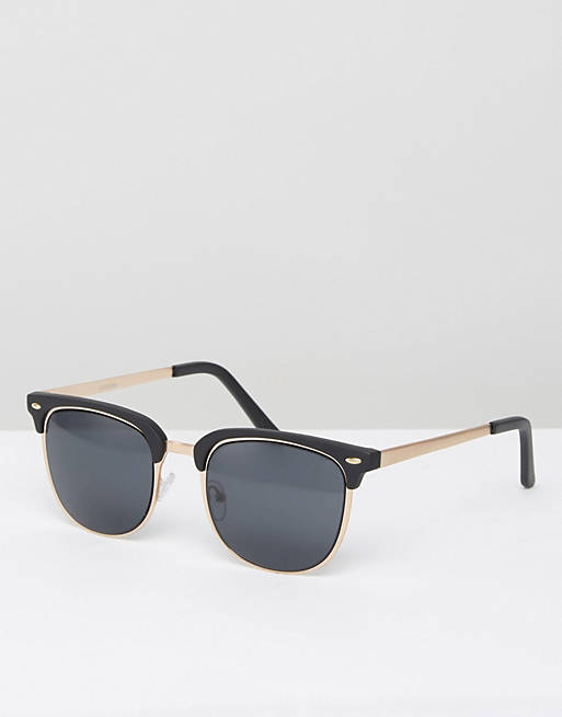 ASOS Retro Sunglasses In Matt Black And Gold