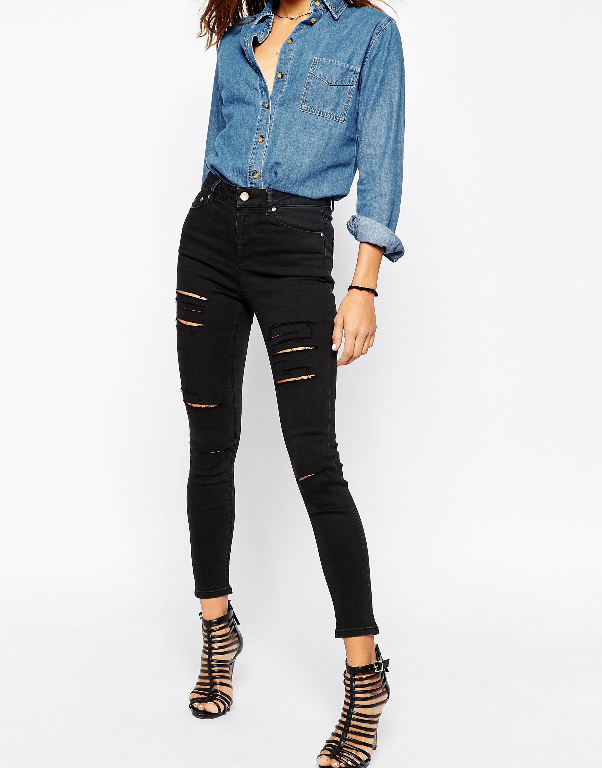 Чёрные джинсы женские короткие