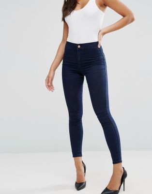 high waisted blue jeggings