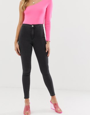 ASOS RIVINGTON High Waist Denim Jeggings in Washed Black
