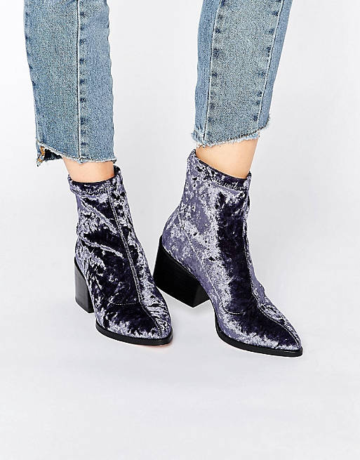 ASOS ROCCO Pointed Velvet Sock Boots