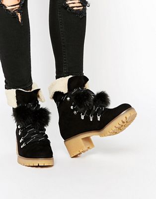 lace up fur boots