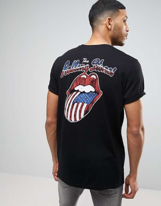 Dum grå Wrap ASOS Rolling Stones Longline Band T-Shirt With Roll Sleeves | ASOS