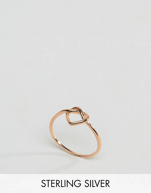 ASOS Rose Gold Sterling Silver Heart Knot Ring