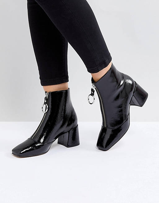 ASOS ROSEMARY Patent Mid Heeled Boots