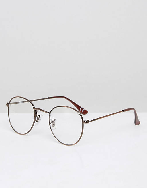 ASOS Round Clear Lens Sunglasses With Burnished Copper Frame