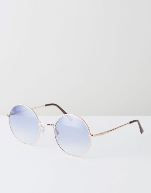 Round best sale blue sunglasses