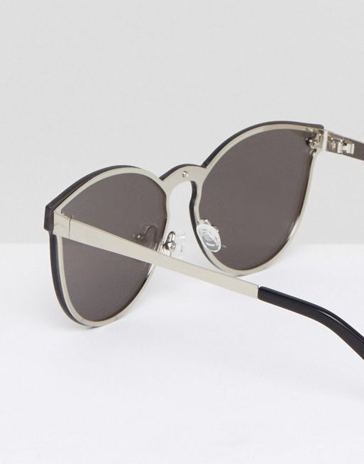 ASOS Round Sunglasses In Silver With Mirror Layered Lens