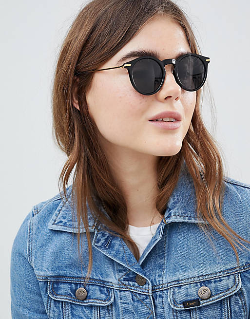 ASOS Round Sunglasses With Polarised Lens And Metal Arms