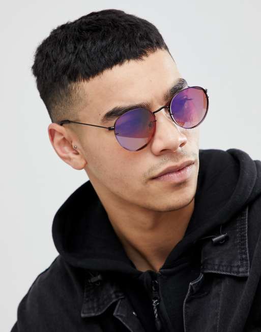 Round sunglasses purple outlet lenses