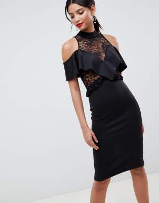 sheer lace midi dress