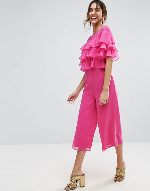 ASOS Ruffle Jumpsuit with Culotte Leg
