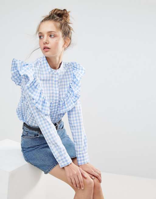 ASOS Ruffle Shirt in Gingham | ASOS