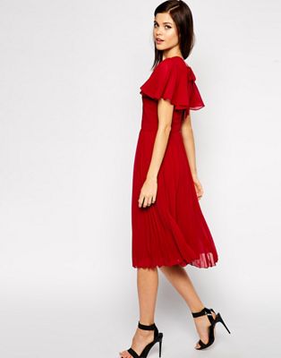 ASOS DESIGN | ASOS Ruffle Sleeved Pleated Midi Dress