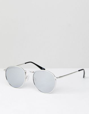 ASOS – Runda solglasögon i silverfärgad metall, 90-talsstil