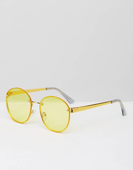 ASOS – Runde Sonnenbrille mit gelb getönten Gläsern