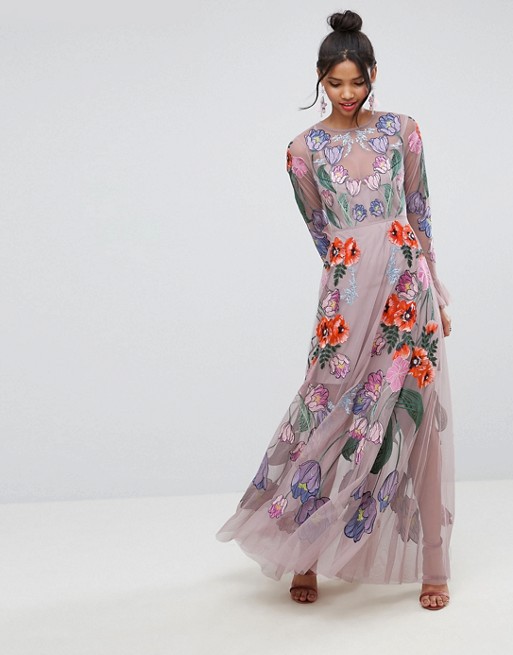 ASOS EDITION | ASOS SALON Embroidered Floral Maxi Dress