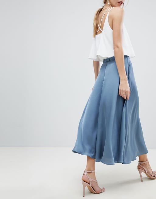 Asos midi skirt 2025 in satin with splices