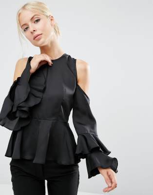 satin ruffle top