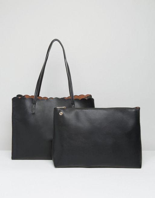 ASOS | ASOS Scallop Shopper Bag With Removable Clutch