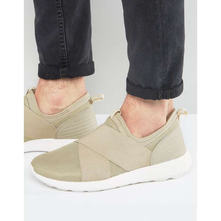 ASOS Scarpe da ginnastica grigio pietra con elastico e dettaglio in gomma ASOS