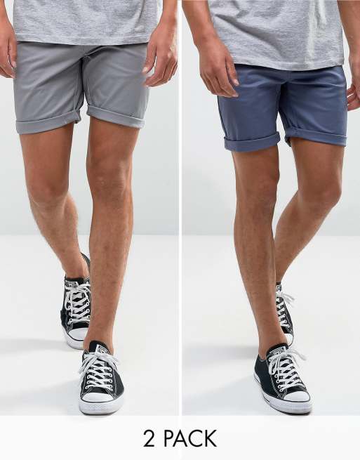 vindiog Grau Blau in im und ASOS Set warmesgrau Schmale Chinoshorts 2er Rabatt nqStXwpZPw