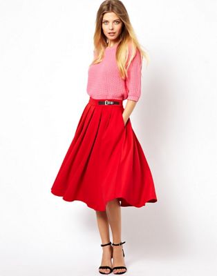 ASOS | ASOS Scuba Midi Skirt With Kilt Buckles