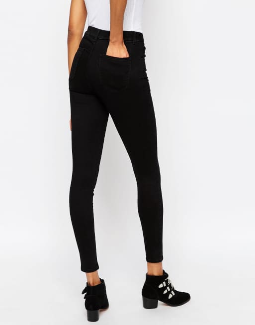 ASOS 'SCULPT ME' High Waisted Premium Jeans in Clean Black, 2 de 4