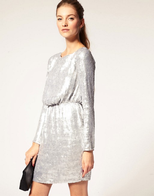 ASOS | ASOS Sequin Dress with Long Sleeves
