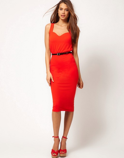 ASOS | ASOS Sexy Pencil Dress With Sweetheart Neck And Belt