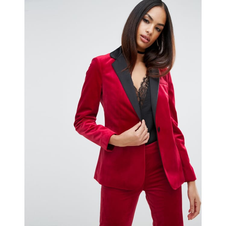 Asos red velvet on sale blazer