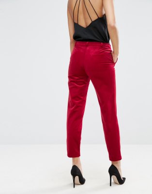 velvet slim leg trousers