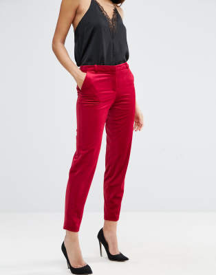 velvet slim leg trousers