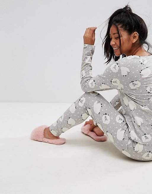 ASOS Sheep Print Long Sleeve T-Shirt & Legging Pyjama Set | ASOS
