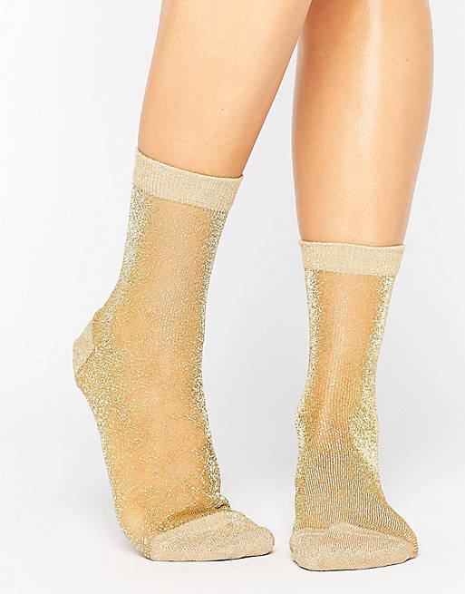 ASOS Sheer Glitter Ankle Socks