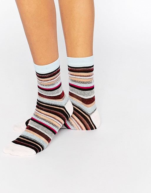 ASOS | ASOS Sheer Multi Coloured Stripe Glitter Socks