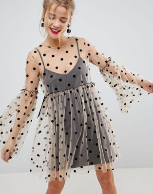 sheer polka dot dress