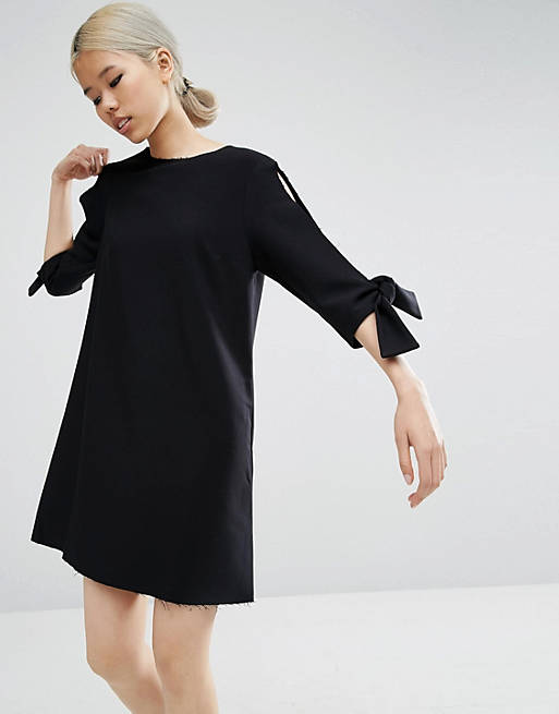 ASOS Shift mini dress With Split Sleeve and Tie Detail