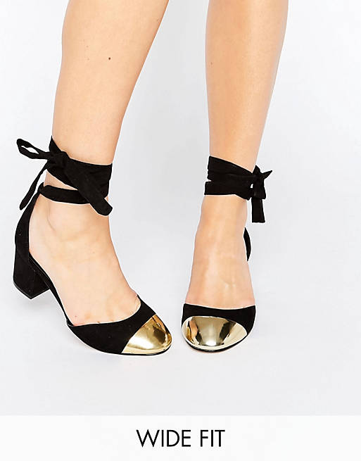 ASOS SHOW TIME Wide Fit Ribbon Lace Up Heels