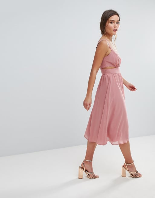 ASOS Side Cut Out Midi Dress with Cami Straps