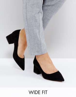 wide fit mid block heels