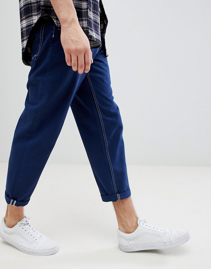 ASOS Skater Fit Jeans In Blue With Contrast Stitching