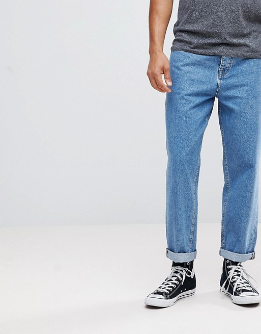 ASOS Skater Fit Jeans In Vintage Mid Blue | ASOS