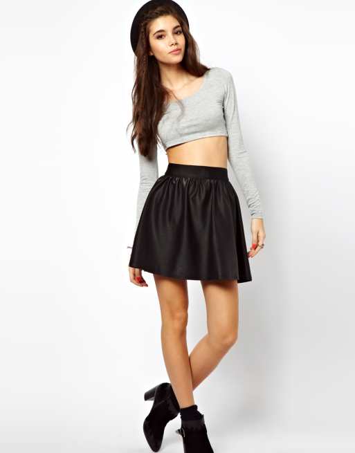 ASOS Skater Skirt In Wet Look | ASOS