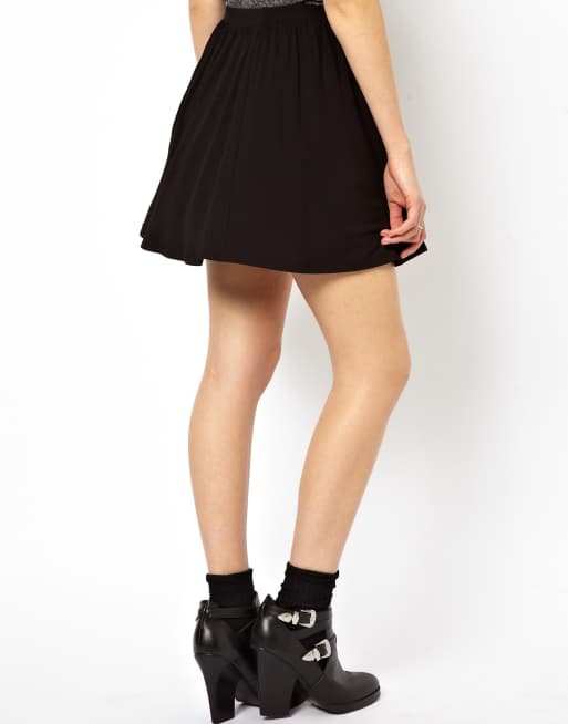 ASOS Skater Skirt with Belt in Black