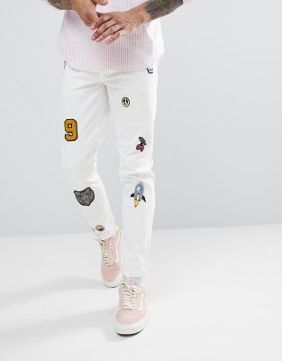 white patch jeans