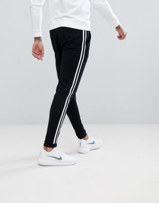 white stripe black joggers