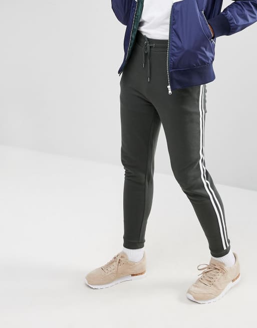 ASOS Skinny Joggers With Side Stripe In Green