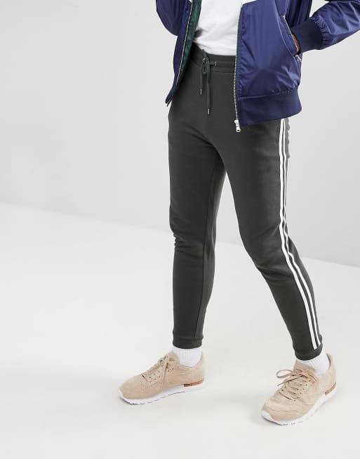 ASOS - Skinny joggingbroek met streep aan de zijkant, in groen