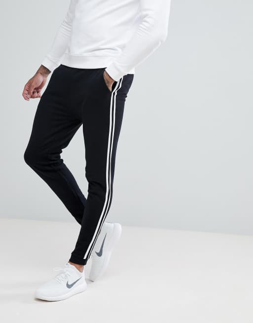 ASOS - Skinny joggingbroek met strepen opzij in zwart